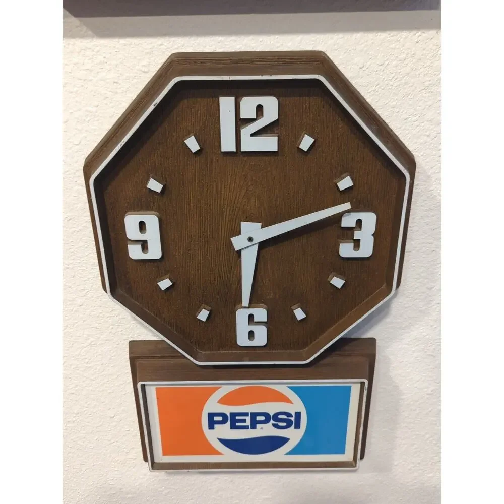 VTG Pepsi Hanging Wall Clock Sign Advertisement Soda Shop Tested Work's